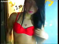 [ Tranny Sex Tube ] Sexy Latina shemale shows off her hard dick